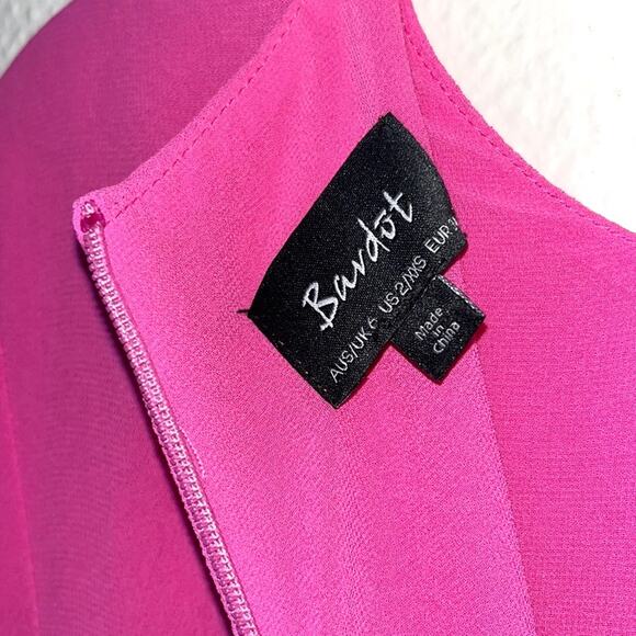 Bardot Pink Stilla Asymmetrical Drape Dress Woman's size 2/XXS Formal Prom Dance - Picture 5 of 15